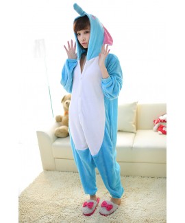 Cartoon Animal One-piece Men And Women Couples Adult Cute Flannel Elephant Pajamas For Autumn And Winter