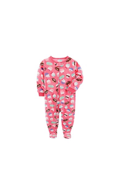 Simple Baby Loose-Fit Fleece Footless Animal And Donut Flannel Pajamas