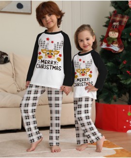 Plaid Deer Print Christmas Parent-child Suit Family Christmas Pajamas With Dog