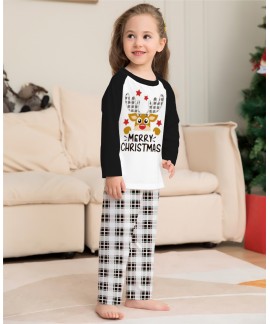 Plaid Deer Print Christmas Parent-child Suit Family Christmas Pajamas With Dog