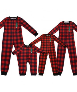 Plaid Print Christmas Parent-Child Homewear Pajamas Jumpsuit For Autumn And Winter