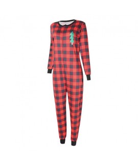 Plaid Print Christmas Parent-Child Homewear Pajamas Jumpsuit For Autumn And Winter