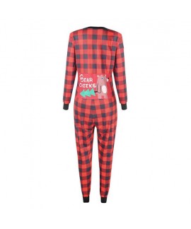 Plaid Print Christmas Parent-Child Homewear Pajamas Jumpsuit For Autumn And Winter