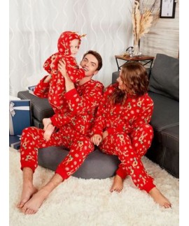 Comfy Red Christmas parent-child pajamas best cartoon printed pj sets