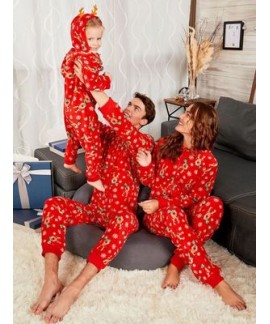 Comfy Red Christmas parent-child pajamas best cartoon printed pj sets