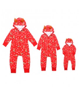 Cheap parent-child pajamas for Christmas printed comfy sleepwear can wear outside