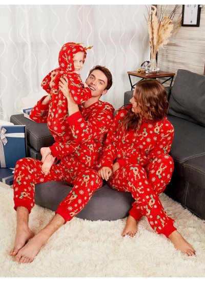 Comfy Red Christmas parent-child pajamas best cartoon printed pj sets