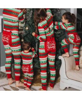 New style parent-child suit children's pajamas Striped Christmas tree printed Christmas Dress