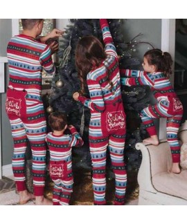 New style parent-child suit children's pajamas Striped Christmas tree printed Christmas Dress