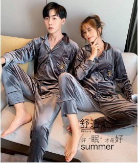 Winter Golden Velvet 220 Pounds Plus Long-sleeved Coral Couples Flannel Pajamas