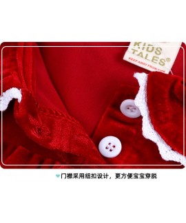 Winter Christmas Flannel Pajamas Child Gold Velvet Big Red Loungewear Suit