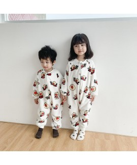 Children's Cartoon Leg Sleeping Bag Thickening Warm Cotton Flannel Pajamas