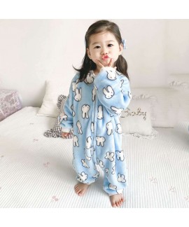 Children's Cartoon Leg Sleeping Bag Thickening Warm Cotton Flannel Pajamas