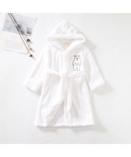 Winter Flannel Pajamas Child Hooded Lace-up Robe Cute Bear