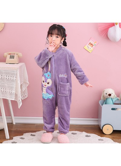 Autumn and Winter Disney Bunny Flannel Zipper One-piece Pajamas Child