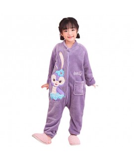 Autumn and Winter Disney Bunny Flannel Zipper One-piece Pajamas Child