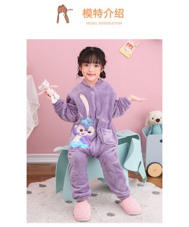 Autumn and Winter Disney Bunny Flannel Zipper One-piece Pajamas Child