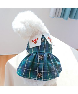 Pet Clothes Teddy Bichon New Year Christmas Pajamas Dog Moose Plaid Skirt