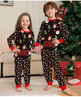 Christmas Pajamas Dog and Owner Santa Printed Long-sleeved Parent-child Suit