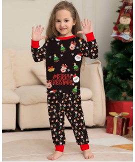 Christmas Pajamas Dog and Owner Santa Printed Long-sleeved Parent-child Suit