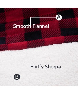 Red Plaid Christmas Super Warm Robe Hooded Flannel Couple TV Sofa Blanket