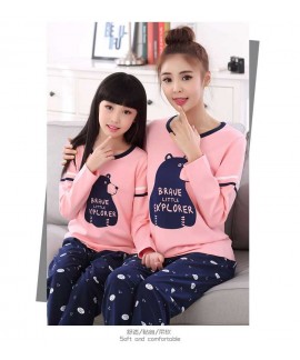 Parent-child autumn models cotton family of three long-sleeved mother and daughter home service