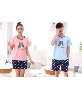 cotton parent-child pajamas short-sleeved family of three home service