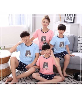 cotton parent-child pajamas short-sleeved family o...