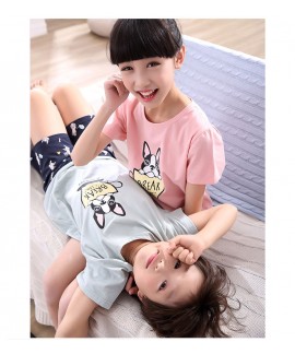 cotton parent-child pajamas short-sleeved family of three home service