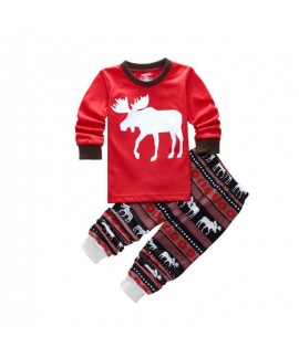 Knitted cotton parent-child Christmas elk animal print family pajamas