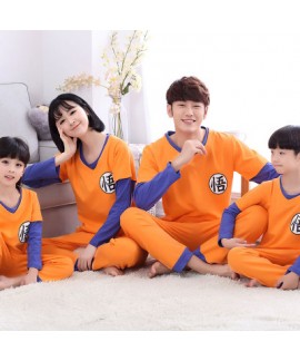 Spring parent-child pajamas Goku long sleeve cotton home family suit