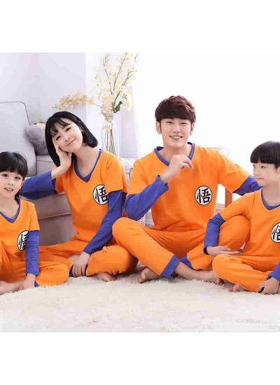 Spring parent-child pajamas Goku long sleeve cotton home family suit