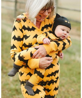 Explosive Christmas Halloween Parent-child Set Pajamas Bat Print Home Service
