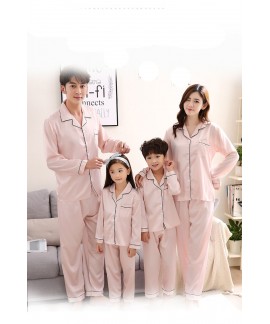 Autumn parent-child silk mother and daughter clothes ice simulation silk home service suit