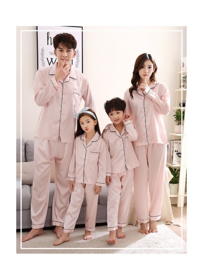 Autumn parent-child silk mother and daughter clothes ice simulation silk home service suit