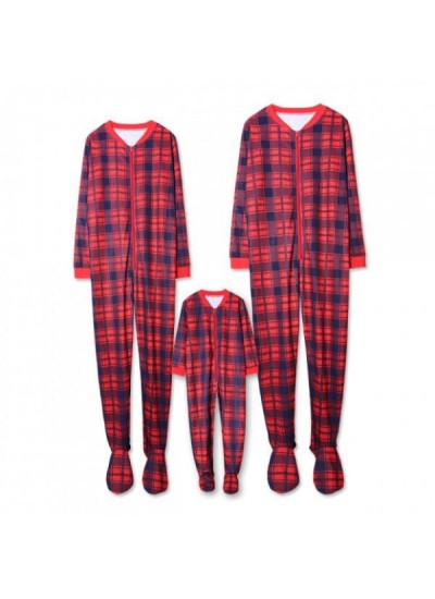 New parent-child European and American checkered Siamese home service pajamas outfit