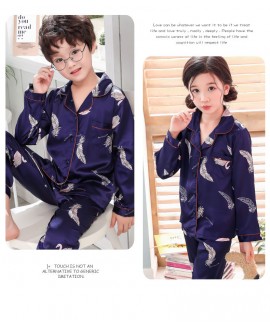 Simulation silk cute cartoon lapel family mother and child home service suit