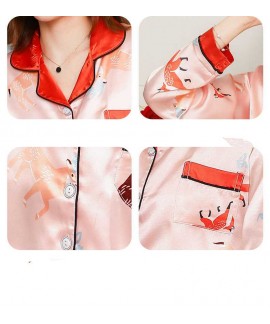 Simulation silk cute cartoon lapel family mother and child home service suit