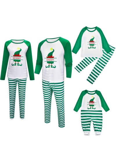 Home Wear Set Christmas Hat Printed Family Pajamas