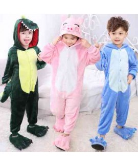 Cartoon animal one-piece pajamas dinosaur unicorn parent-child autumn and winter flannel home service wholesale