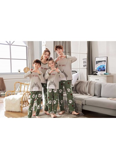 Cotton spring and autumn long-sleeved family of three cute cartoon pjs