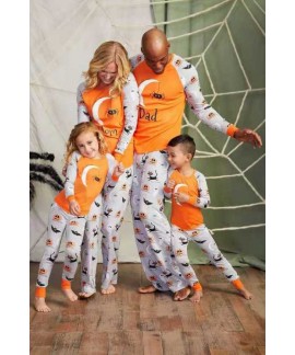 Halloween new pumpkin pajamas set family parent-ch...