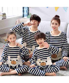 Flannel parent-child pajamas family wear coral fle...