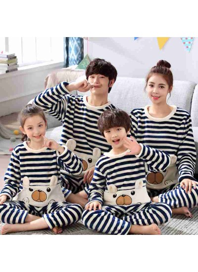 Flannel parent-child pajamas family wear coral fleece home service