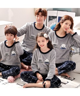 Parent-child long-sleeved thick coral fleece a fam...