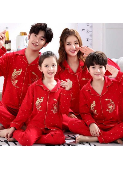 cotton boys and girls parent-child festive family wear home pajamas clothing set