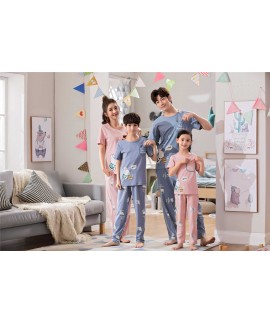 Parent-child pajamas a family of three cotton short-sleeved trousers