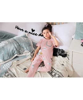 Parent-child pajamas a family of three cotton short-sleeved trousers