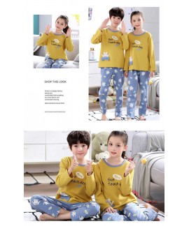 Cartoon cotton long-sleeved family suit mother and daughter summer air-conditioned home service