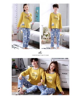 Cartoon cotton long-sleeved family suit mother and daughter summer air-conditioned home service